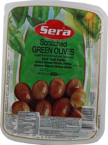 Scratched olives pack